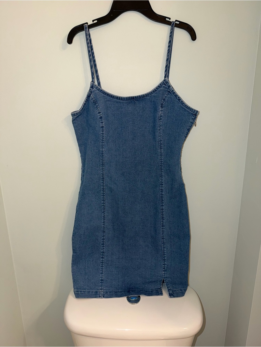 crown & ivy Denim Mini Dress in Medium Blue
